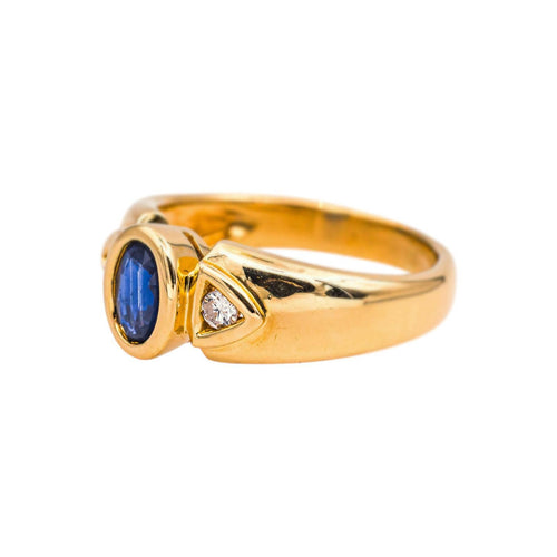 Bague 50 Bague en or jaune avec saphir et diamants 58 Facettes 5272648RV