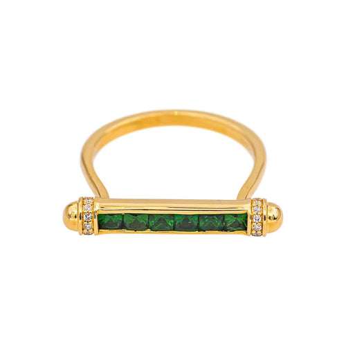 Bague 53 Bague en or jaune, tsavorites et diamants 58 Facettes 5276265RV