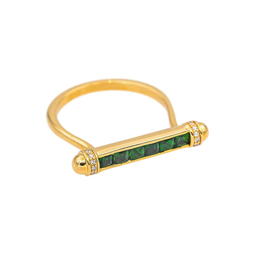 Bague 53 Bague en or jaune, tsavorites et diamants 58 Facettes 5276265RV