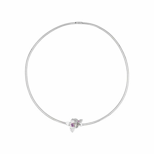 Collier Didier Guérin - Collier motifs floraux en or blanc et saphirs roses 58 Facettes 5285753CN