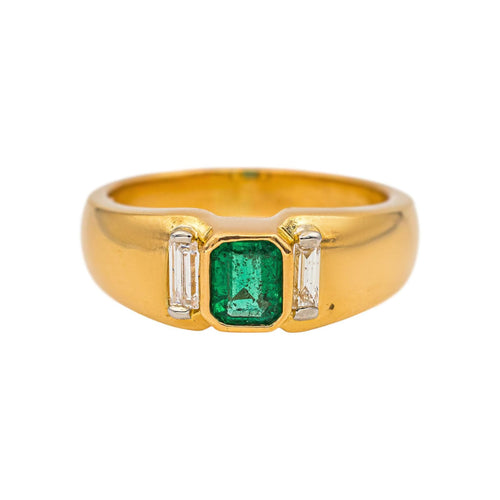 Bague 54 Bague en or jaune, émeraude et diamants 58 Facettes 5426472RV