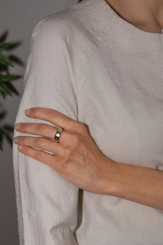 Bague 54 Bague en or jaune, émeraude et diamants 58 Facettes 5426472RV