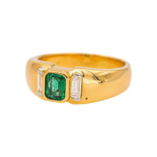 Bague 54 Bague en or jaune, émeraude et diamants 58 Facettes 5426472RV