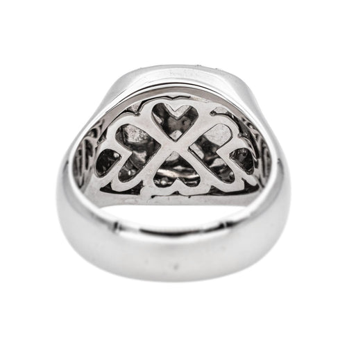 Bague 55 Chevalière - Bague en or blanc, onyx et diamants 58 Facettes 5357410CN