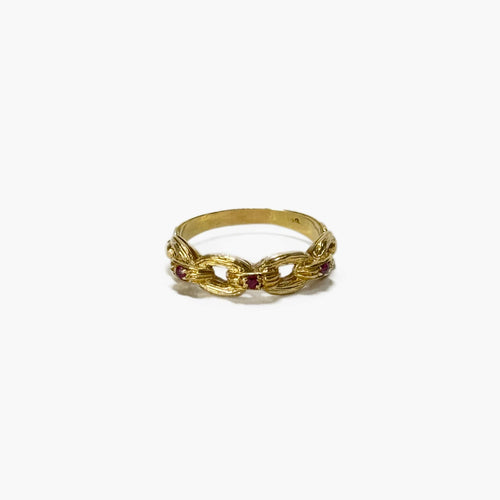 Bague 53 Bague chaîne en or et rubis 58 Facettes REF24021-185