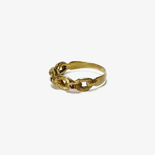 Bague 53 Bague chaîne en or et rubis 58 Facettes REF24021-185