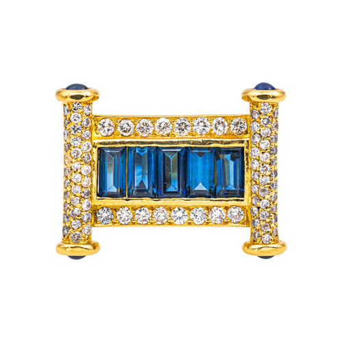 Bague 56 Bague en or jaune avec saphirs et diamants 58 Facettes 5560098CN