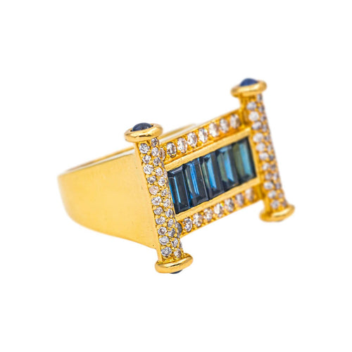 Bague 56 Bague en or jaune avec saphirs et diamants 58 Facettes 5560098CN