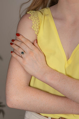 Bague 55 Bague en or jaune avec saphir et diamants 58 Facettes 5591777CN