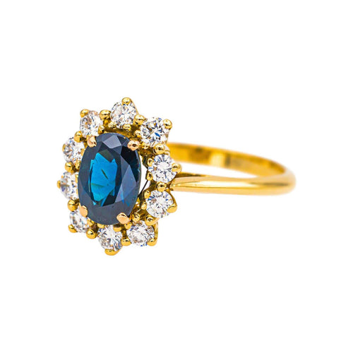 Bague 55 Bague en or jaune avec saphir et diamants 58 Facettes 5591777CN