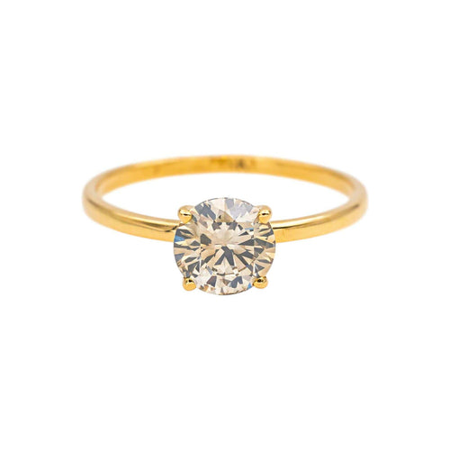 Bague 53 Bague solitaire en or jaune et diamant brun 58 Facettes 5649618RV