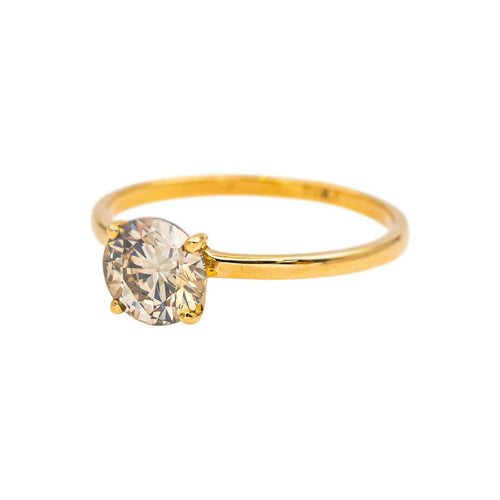 Bague 53 Bague solitaire en or jaune et diamant brun 58 Facettes 5649618RV
