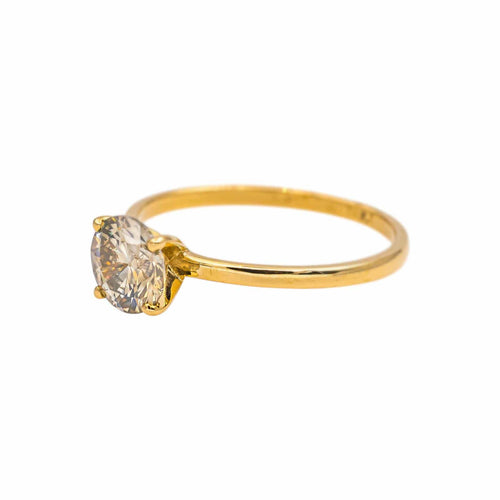 Bague 53 Bague solitaire en or jaune et diamant brun 58 Facettes 5649618RV