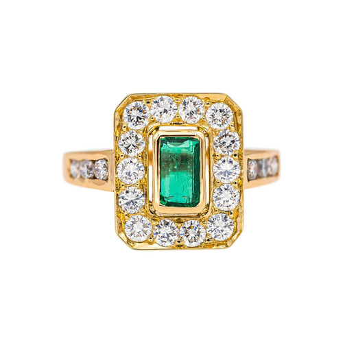 Bague 56 Bague en or jaune, émeraude et diamants 58 Facettes 4878500CN