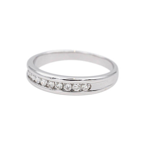 Bague 61 Demi-alliance - Bague en or blanc et diamants 58 Facettes 4913254CN