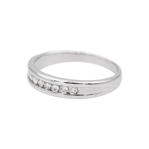 Bague 61 Demi-alliance - Bague en or blanc et diamants 58 Facettes 4913254CN