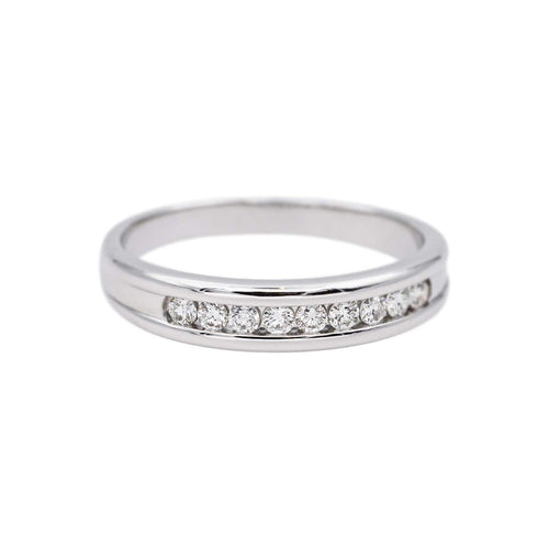 Bague 61 Demi-alliance - Bague en or blanc et diamants 58 Facettes 4913254CN