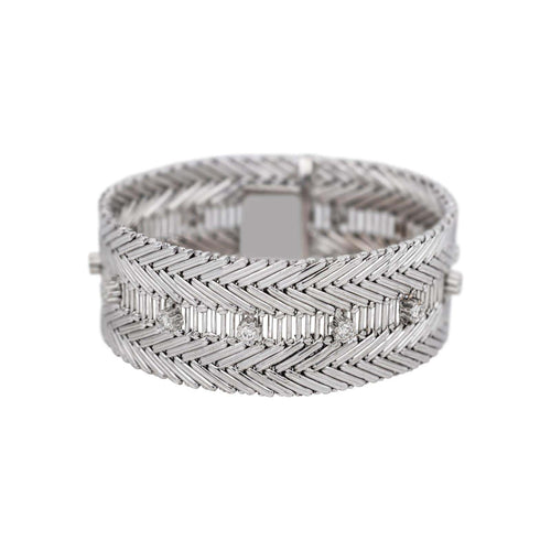 Bracelet Bracelet manchette en or blanc et diamants 58 Facettes 5237102CN