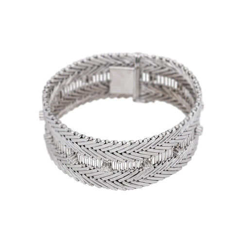 Bracelet Bracelet manchette en or blanc et diamants 58 Facettes 5237102CN