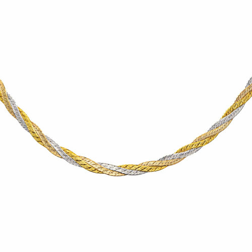 Collier Collier maille miroir en or jaune, blanc et rose 58 Facettes 5777577CN