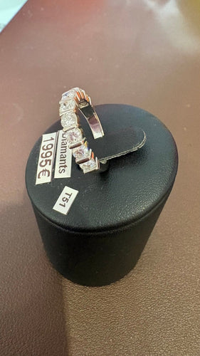 Bague 51 Demi-alliance - Bague en or blanc et diamants 58 Facettes Bague 001