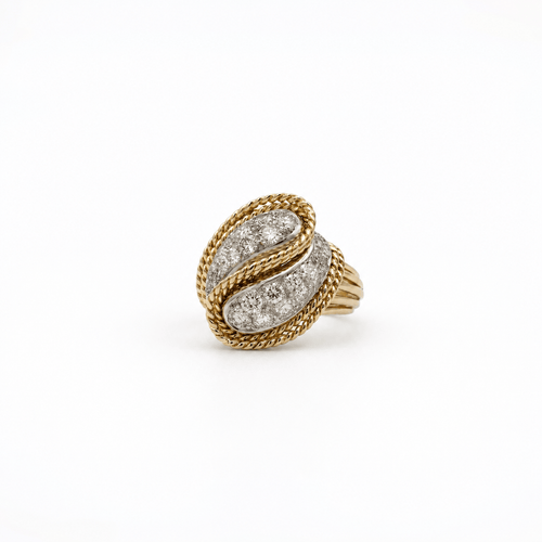 Bague Bague vintage en or jaune, platine et diamants 58 Facettes 1.0001490/1