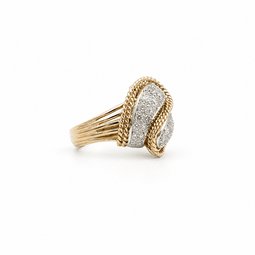Bague Bague vintage en or jaune, platine et diamants 58 Facettes 1.0001490/1