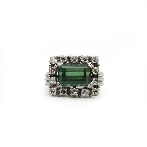 Bague 47 Bague en or blanc, tourmaline et diamants 58 Facettes 260036SP