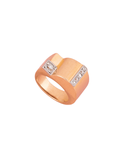 Bague 52 Tank - Bague en or jaune 18K, platine et diamants 58 Facettes 274