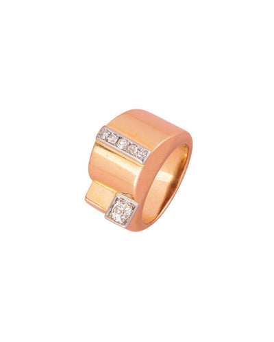 Bague 52 Tank - Bague en or jaune 18K, platine et diamants 58 Facettes 274