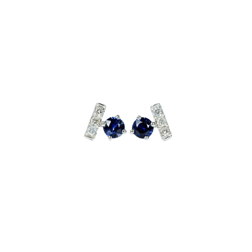 Boucles d'oreilles Single Tulip - Boucles d'oreilles en or blanc, saphirs et diamants 58 Facettes GER1015WG