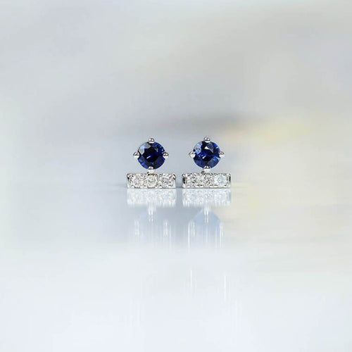 Boucles d'oreilles Single Tulip - Boucles d'oreilles en or blanc, saphirs et diamants 58 Facettes GER1015WG