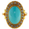 Bague 52 Bague en or jaune avec turquoise et diamants taille rose 58 Facettes G3966