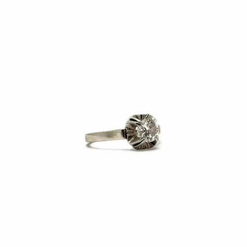 Bague 50.5 Bague - Solitaire diamant en or gris et platine 58 Facettes REF24006-170