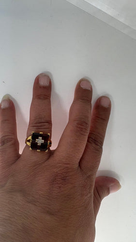 Bague 54 Bague en or jaune, grenats et diamant 58 Facettes Bague 001