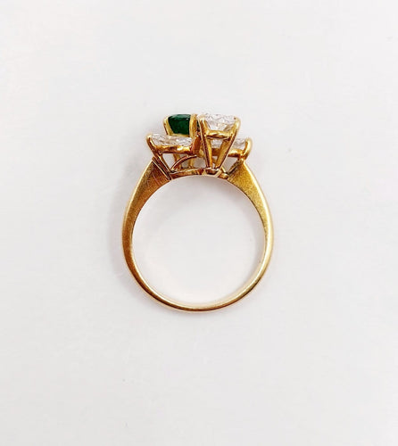 Bague 47 Bague toi et moi en or 18k, diamant, émeraude et diamants 58 Facettes A07434
