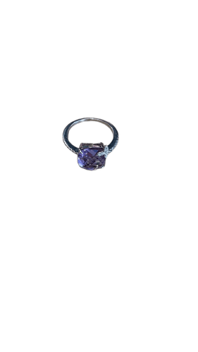 Bague 55 Bague en or blanc, améthyste et diamants 58 Facettes Bague 001