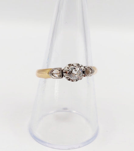 Bague 56.5 Bague solitaire antique en or rose 18k et diamant taille ancienne 58 Facettes A07438
