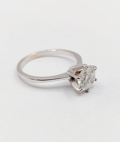 Bague 51 Bague solitaire vintage en or blanc 14k et diamant 58 Facettes A07446