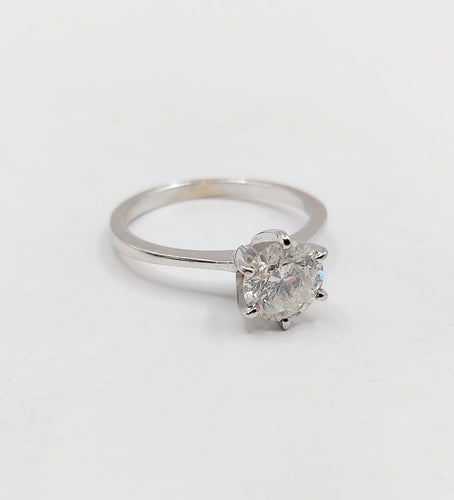 Bague 51 Bague solitaire vintage en or blanc 14k et diamant 58 Facettes A07446