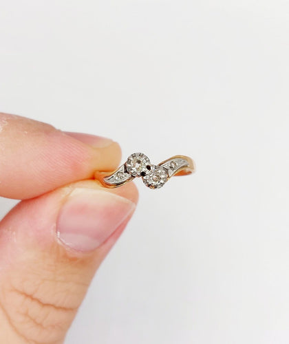 Bague 55 Bague toi et moi en or rose 18k et diamants 58 Facettes A07448