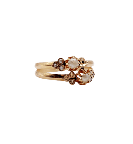 Bague 52 Bague toi et moi victorienne en or rose 18k et perles 58 Facettes A07451