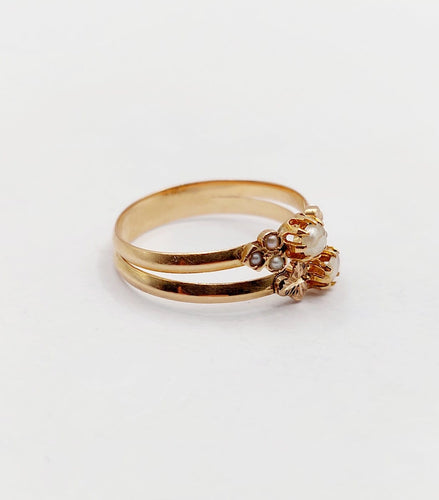 Bague 52 Bague toi et moi victorienne en or rose 18k et perles 58 Facettes A07451