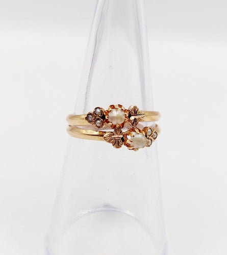 Bague 52 Bague toi et moi victorienne en or rose 18k et perles 58 Facettes A07451