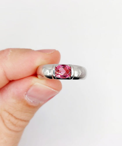 Bague 53 Chaumet Gioa - Bague jonc en or blanc et tourmaline rose 58 Facettes A07453