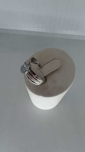 Bague 58 Bague en or blanc et aigue-marine 58 Facettes Bague 001