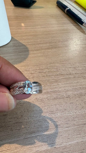 Bague 58 Bague en or blanc et aigue-marine 58 Facettes Bague 001
