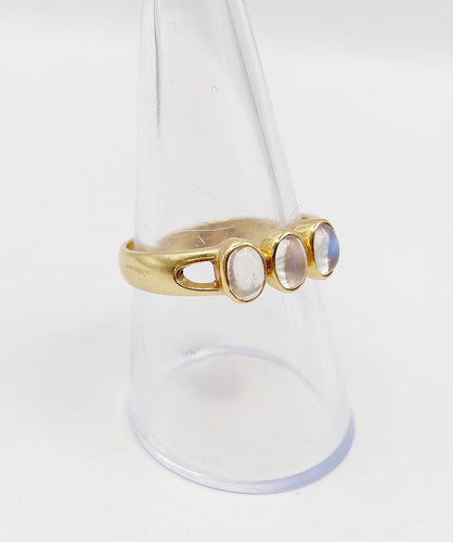 Bague 58 Bague jonc vintage en or 18k et pierres de lune 58 Facettes A07457
