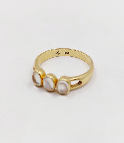 Bague 58 Bague jonc vintage en or 18k et pierres de lune 58 Facettes A07457