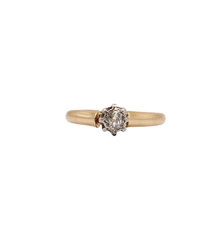 Bague 54 Bague solitaire antique en or rose 18k, platine et diamant 58 Facettes A07458